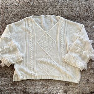 🍍 Andthewhy Fringe Sweater Sz M/L Western Feminine Baggy Sweater🍍